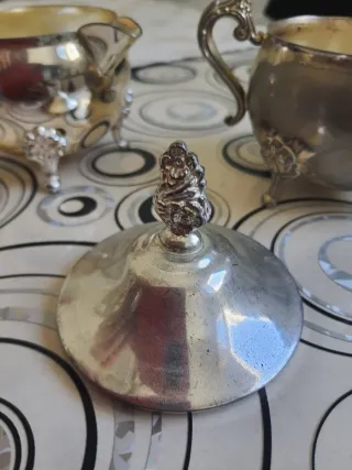 Zuccheriera e lattiera vintage metallo argentato