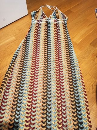 Vestido largo de crochet multicolor