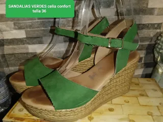 Sandalias verdes cuña talla 36 Celia confort