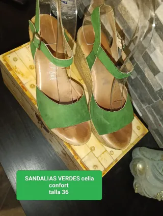 Sandalias verdes cuña talla 36 Celia confort