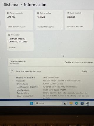 Portátil Dell i5 12GB RAM 500Sssd