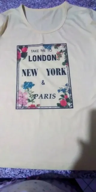 T-shirt donna gialla con stampa città