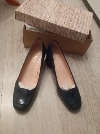 Zapatos de piel salón mujer talla 39 azul oscuro