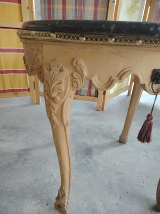 Mesa velador mármol y madera Medidas:65x65 A:63