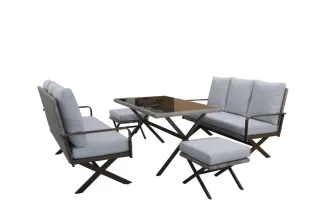 Conjunto Comedor Terraza Ratán y Cristal