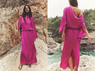 Vestido largo fucsia