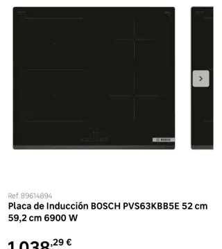 Placa Inducción Bosch PVS63KBB5E 52cm