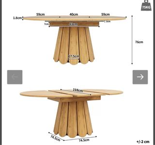 Mesa redonda extensible madera