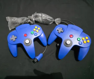 Pacchetto di 2 controller originali Nintendo 64 blu