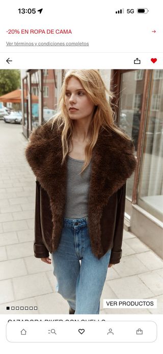 Cazadora efecto piel H&M Talla M