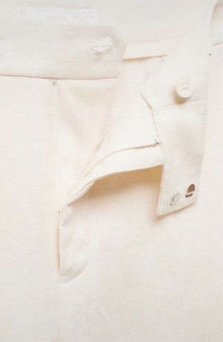 Pantalón lino beige Mango mujer