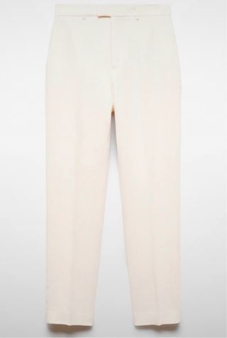 Pantalón lino beige Mango mujer