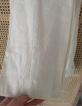 Pantalón lino beige Mango mujer