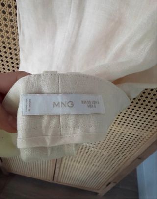Pantalón lino beige Mango mujer