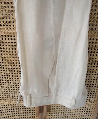Pantalón lino beige Mango mujer