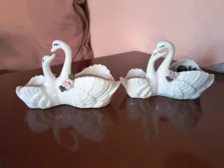 Pareja de Cisnes Decorativos Porcelana