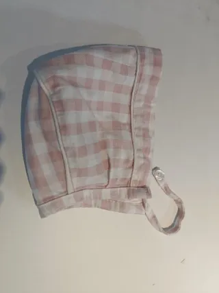 Conjunto bebé niña 12M rosa palo y blanco  cuadros