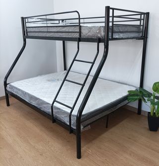 Litera Matrimonial Negra + 2 Colchones. ¡REBAJADO!