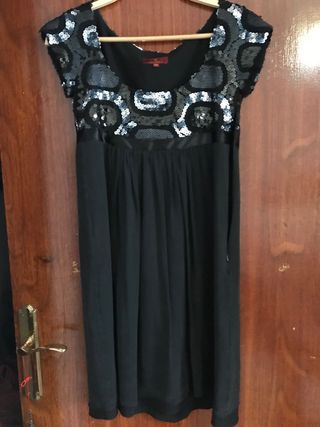 Vestido fiesta lentejuelas CARAMELO Talla S