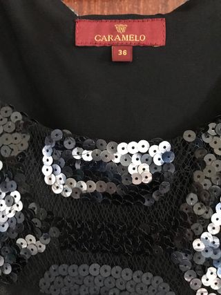 Vestido fiesta lentejuelas CARAMELO Talla S