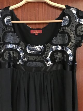Vestido fiesta lentejuelas CARAMELO Talla S