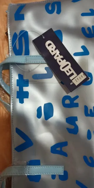 Borsa Leopard Blu Multicolore