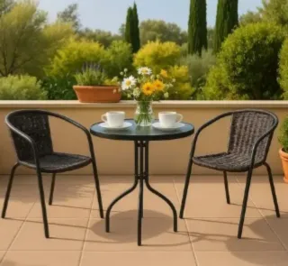 Conjunto mesa y 2 sillas bistro terraza