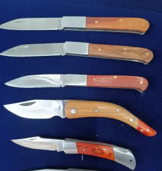 Lotti di 5 coltelli con manici in legno