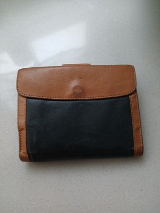 Monedero Billetera Loewe Vintage Piel Marrón Negra