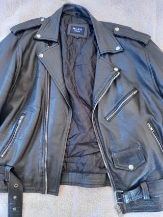 Chaqueta de Piel Vacuno Negra Bleu
