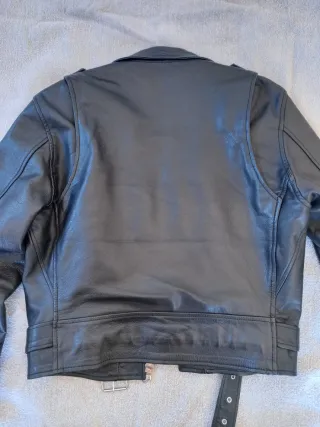 Chaqueta de Piel Vacuno Negra Bleu