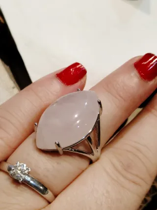 Anillo Cuarzo Rosa Natural Marquise