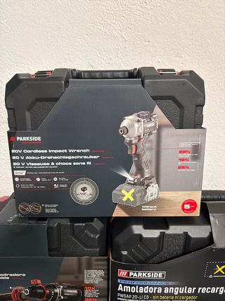 3 Máquinas Parkside 20V (Taladro, Amoladora, Atorn