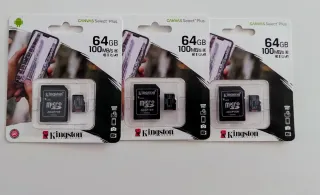 3x Kingston 64GB microSD A1 100MB/s Nuevas
