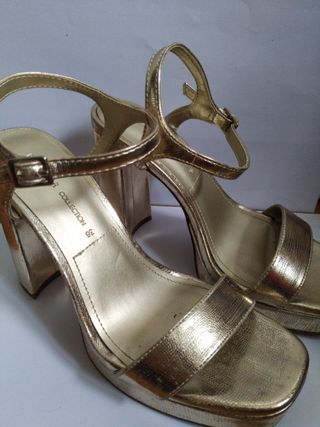 Tacones dorados boda fiesta talla 36