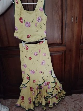 Traje Flamenca 2 Piezas Flores
