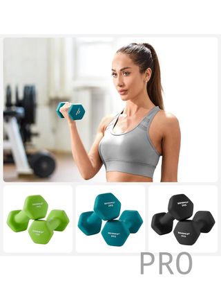 Manubri, 3 paia, 2 x 1 kg, 2 x 2 kg, 2 x 3 kg, supporto per il deposito