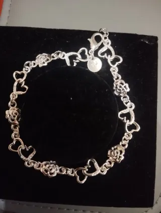 Pulsera Corazones y Rosas Plata