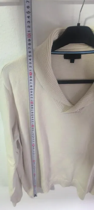 Jersey hombre cuello shawl beige XXL