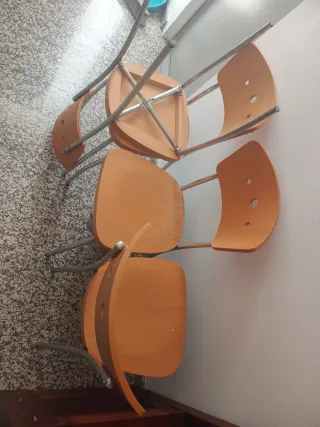 4 Sillas de Cocina Madera y Metal