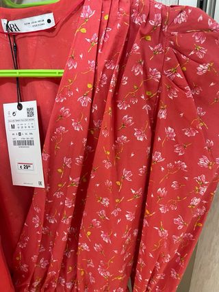 Blusa Zara Mangas Abullonadas Estampada Talla M