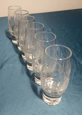 Set 6 Bicchieri Cristallo Inciso Vintage Eleganti