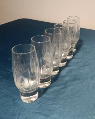 Set 6 Bicchieri Cristallo Inciso Vintage Eleganti