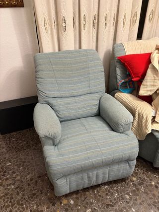 2 Poltrone Relax in Tela Blu e Beige