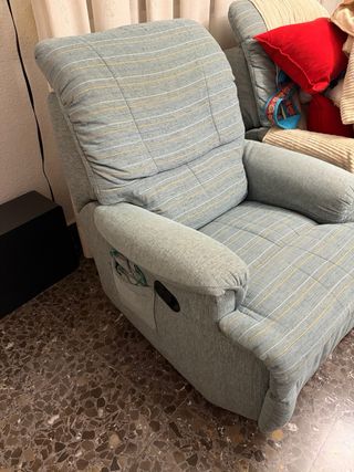 2 Poltrone Relax in Tela Blu e Beige