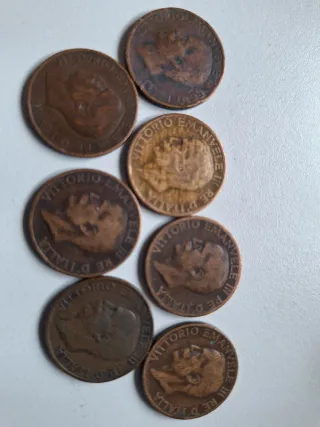 7 Monedas 10 Centesimos Italia. Años diferentes