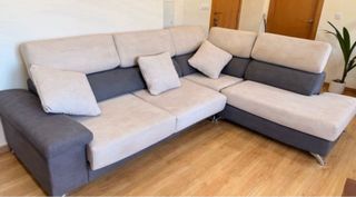 Sofá Chet Long beige y gris