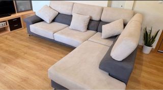 Sofá Chet Long beige y gris