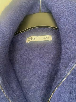 Jersey Zara azul cuello cremallera lana