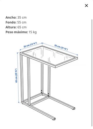 Mesa auxiliar Ikea VITTSJÖ vidrio blanco